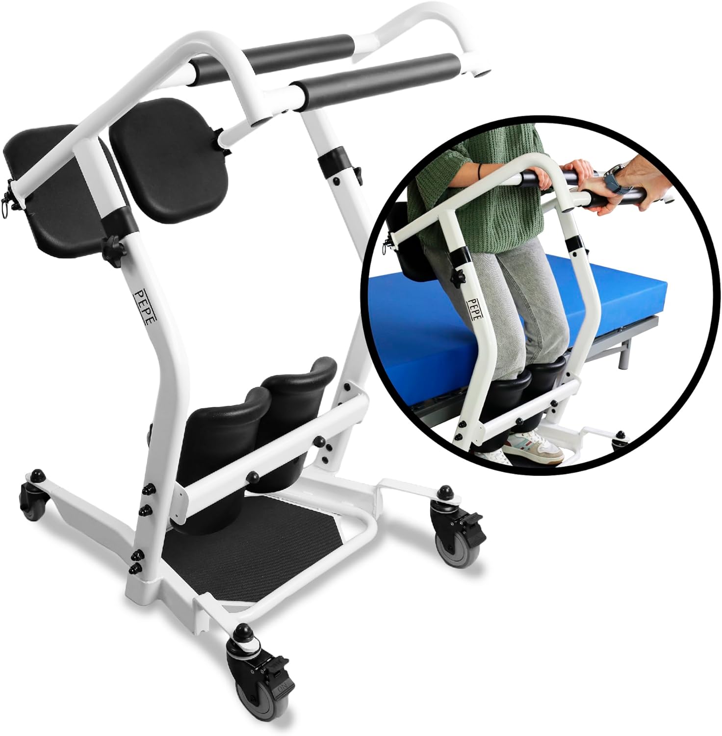 PEPE Mobility Transfer Chair for Elderly, Padded Grip and Pads, Stand Assist Patient Transport, Mobility Aids, Standing Aid Lift