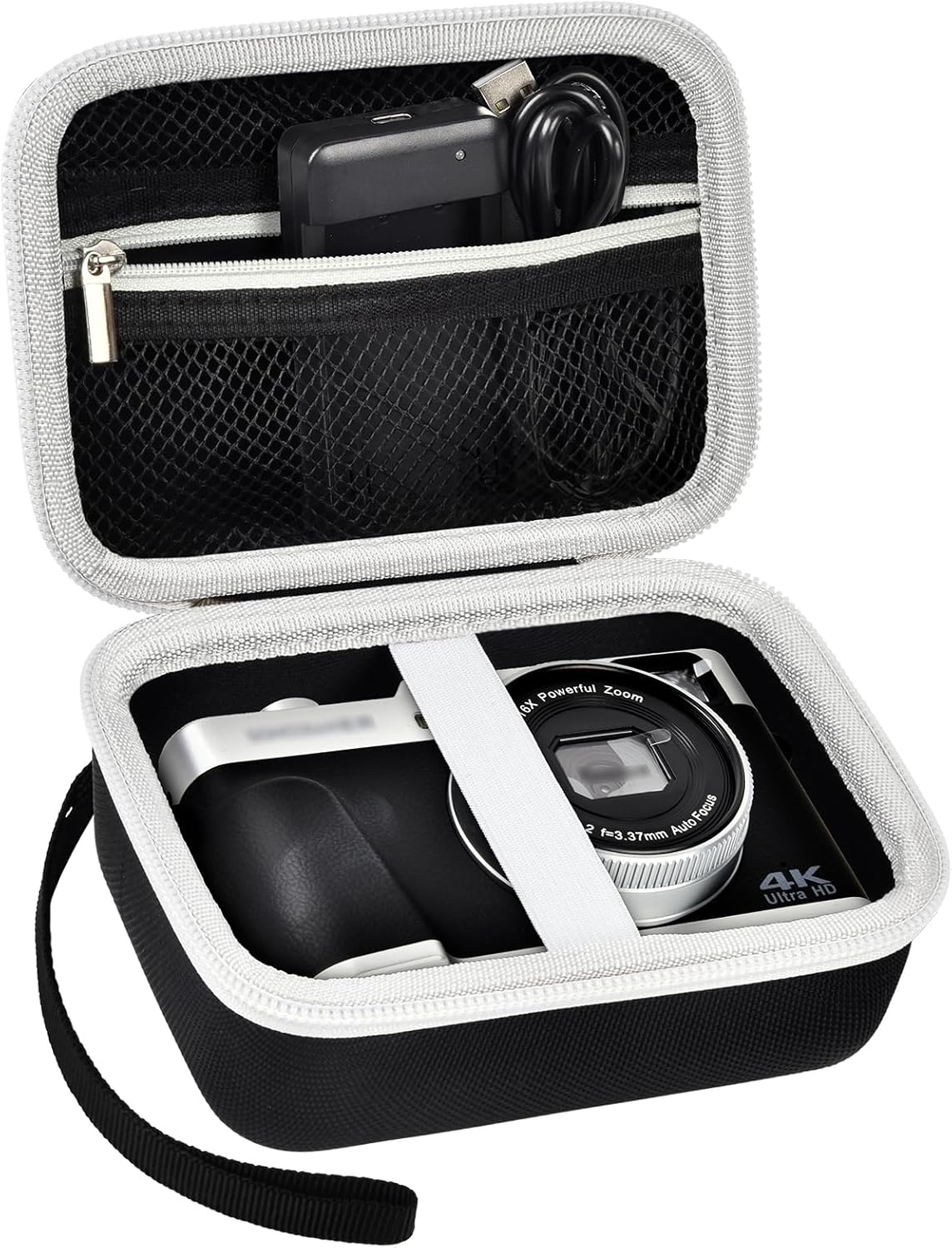 Hard Case Compatible with Sony ZV-1/ ZV-1F/ ZV-1 II Digital Camera，Portable Camera Storage Cover for ToAuite for Lecnippy for Bifevsr for Lecran 4K 5K Digital Camera-Black Bag+Grey Zipper(Box Only)