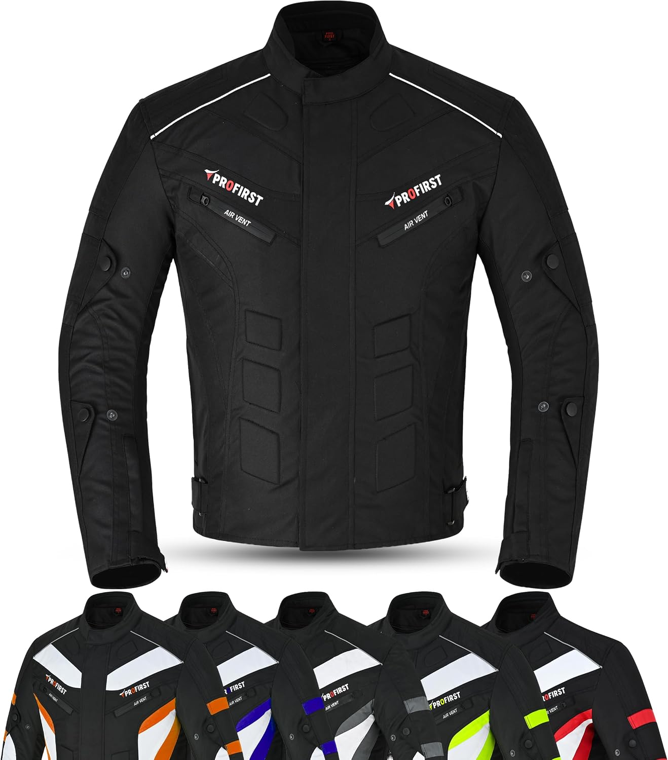PROFIRST Motorbike Jacket for Men CE Armoured Waterproof Cordura Motorcycle All Seasons Jacket with Protectors & Air Vents