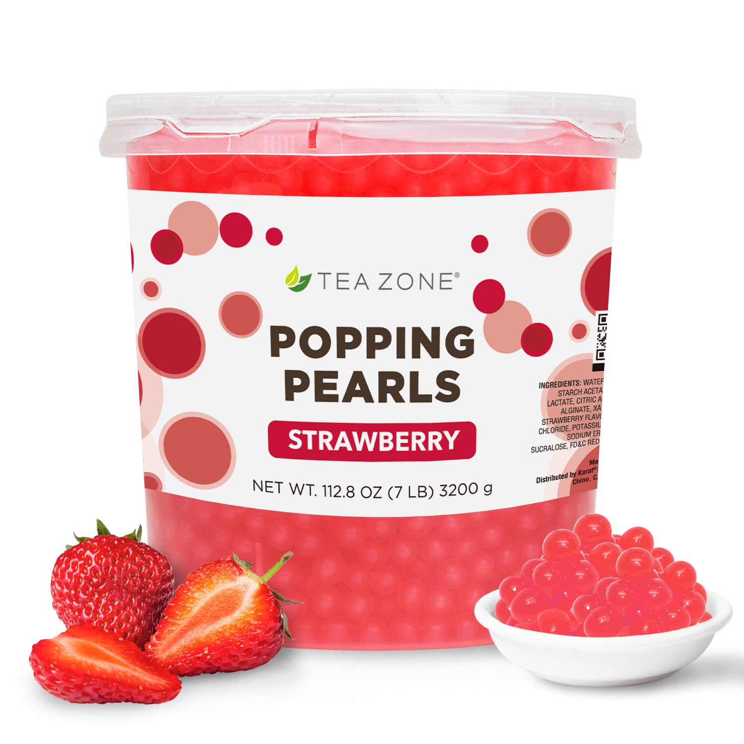 Tea Zone [7 Pounds] Strawberry Popping Pearls for Boba Tea Beverages, Sweets, Ice Cream Topping | B2053