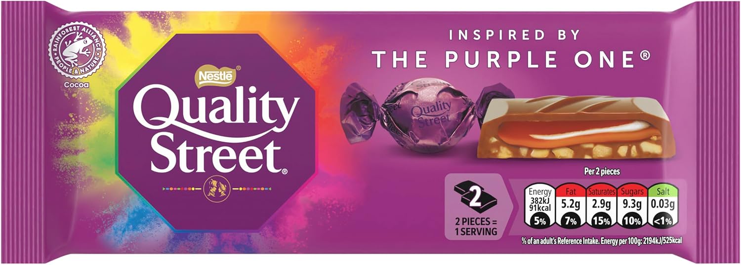 Quality Street The Purple One Sharing Block | 87g of Milk Chocolate with Caramel & Hazelnut Pieces | Festive Treat for Gifting, Sharing & After-Dinner Moments
