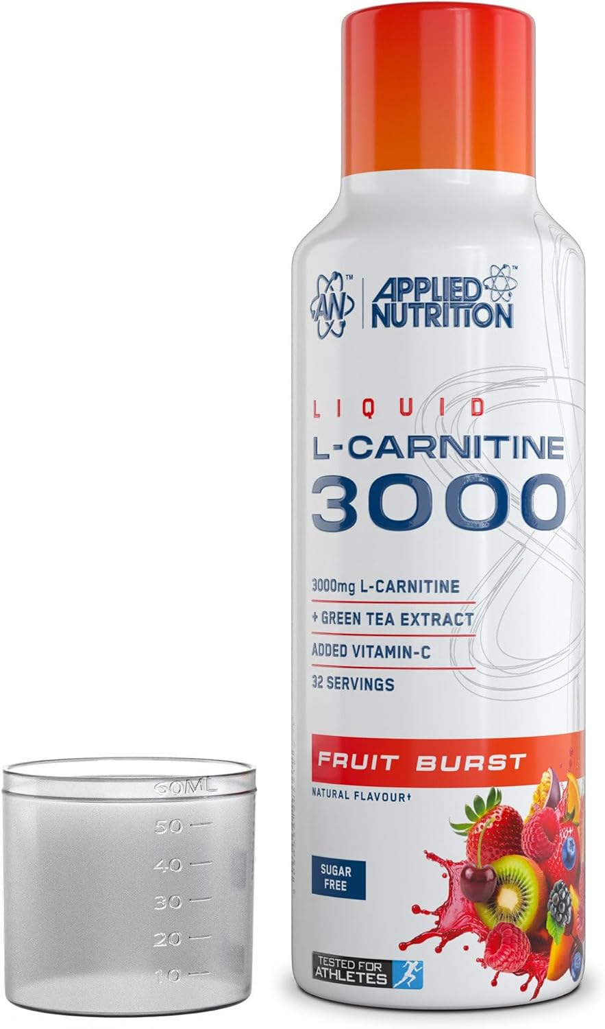 Applied Nutrition L Carnitine 3000 Liquid - L-Carnitine with Green Tea & Vitamin C, Boosts Energy & Weight Management, Vegan (480ml - 32 Servings) (Fruit Burst)