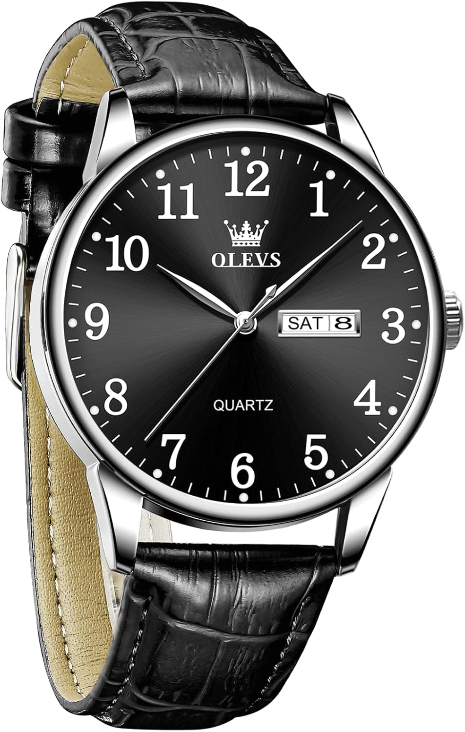OLEVS Men's Watch,Classic Silver Watches for Men, Waterproof Stainless Steel Roman Numbers Men's Watch Easy to Read