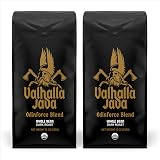 Death Wish Coffee, Valhalla Java Odinforce Blend - Whole Bean Dark Roast - Extra Kick of Caffeine - Arabica & Robusta Beans - 12 Ounce (Pack of 2)