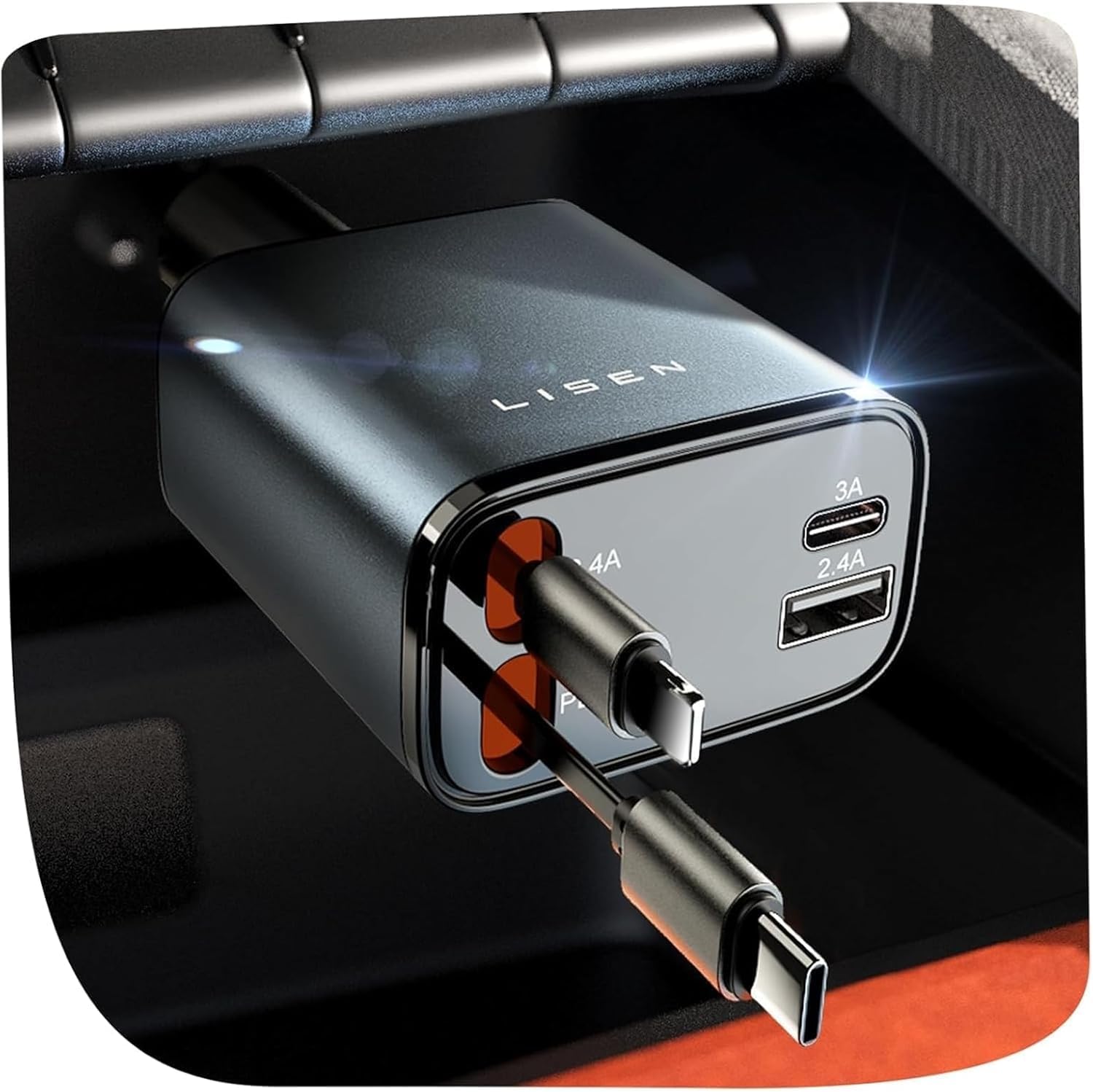 LISEN Retractable Car Charger Fast Charge 84W Car Accessories Gifts for Men