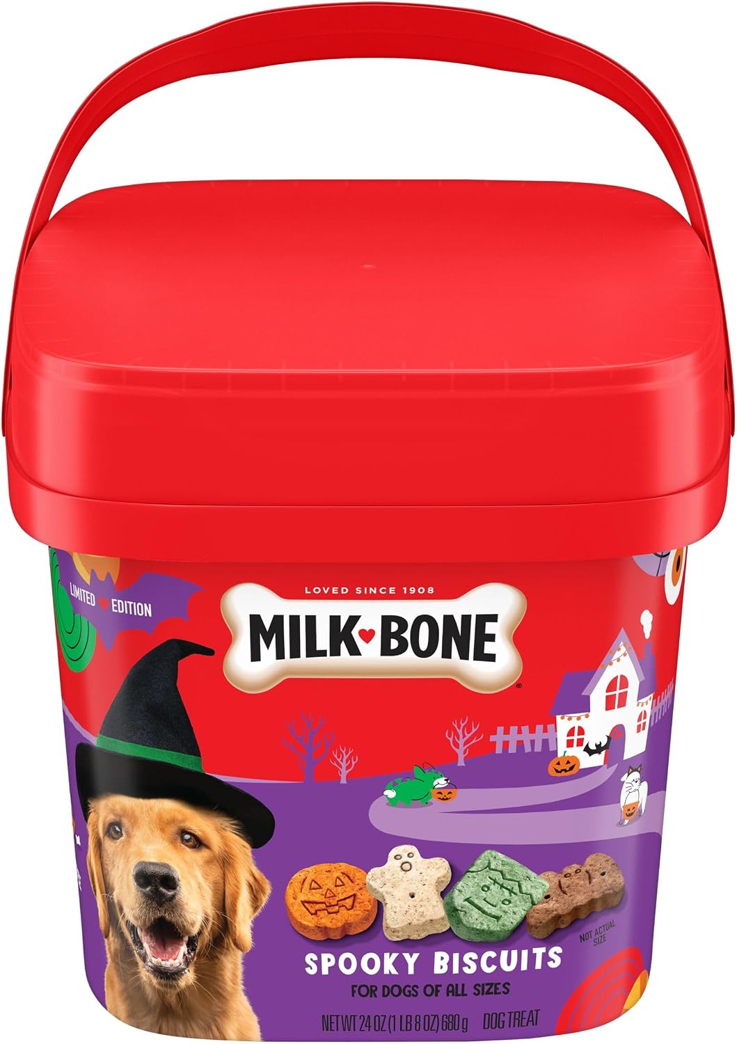 Milk-Bone Spooky Biscuits, Halloween Dog Treats, 24 Oz. Pail