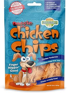 Chip's Naturals Doggie Chicken Chips Large 15 oz All Natural High Protein Low Calorie Healthy Dog Treats, Grain Free Gluten Free USDA Inspected & Approved Chicken Treat for Dogs, Pet Supplies