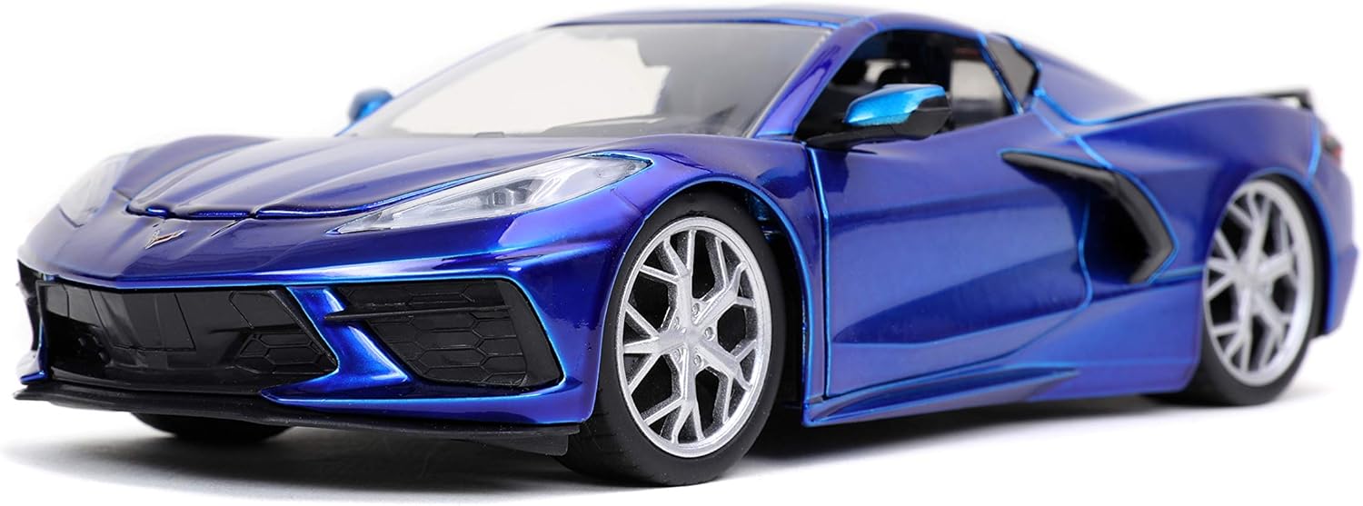 Jada Toys Bigtime Muscle 1:24 2020 Chevy Corvette Stingray Die-cast Car Candy Blue, Toys for Kids and Adults