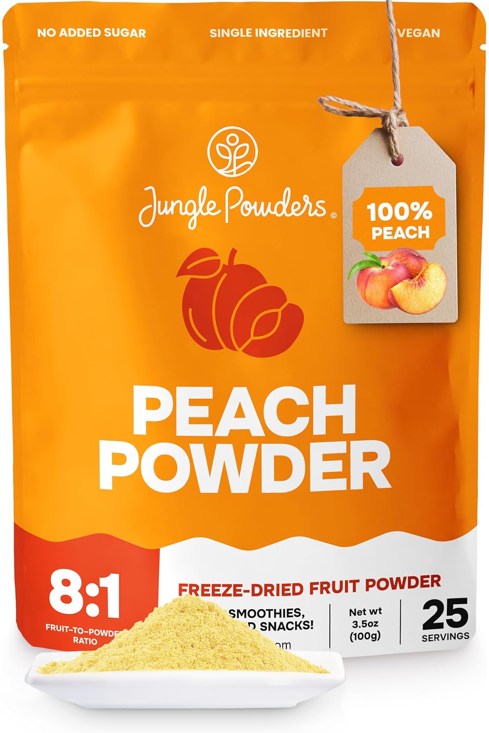 Jungle Powders Freeze Dried Peach Powder 3.5 Ounce Bag Powdered Peaches Peach Powder for Baking Peach Flavoring Freeze Dried Fruit Powder No Sugar Added Filler Free Dehydrated Peaches
