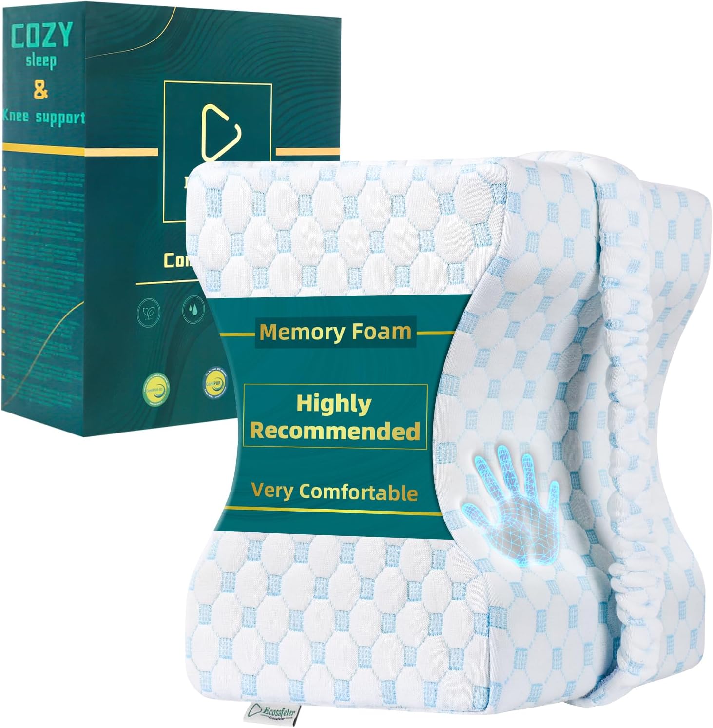 Ergonomic Knee Pillow Premium Memory Foam Leg Pillow for Sleeping on Side-Hip Support and Alignment-Relieve Lower Leg,Knee Pain,Hip Pain,Sciatica and Pregnancy Discomfort