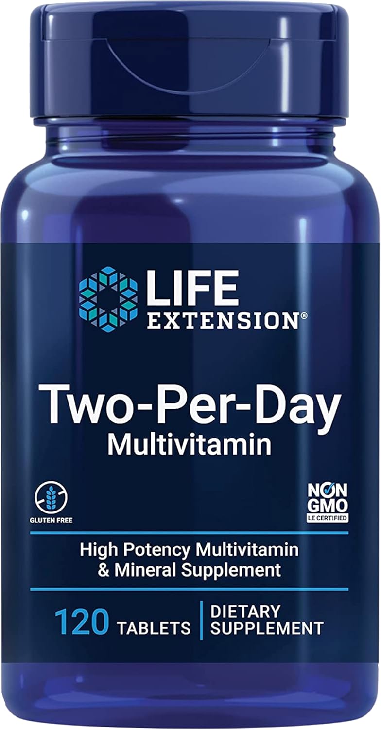 Life Extension, Two per Day, Multivitamin, 120 Tablets, Minerals, Gluten-Free, Soy-Free, GMO-Free