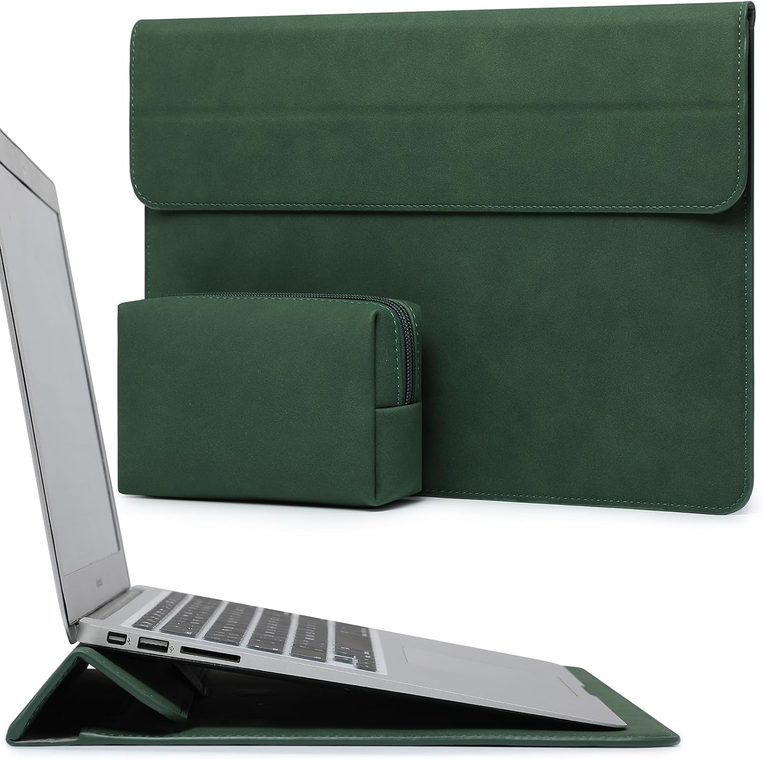 HYZUO 13.3-14 Inch Laptop Case Sleeve with Stand Feature, Midnight Green | for MacBook Pro 14 M5/M4/M3/M2/M1 A3426 A3427 2026-2021, MacBook Pro/Air 13.3, 13.5 13.8 Surface Laptop,HP Spectre X360 13/14