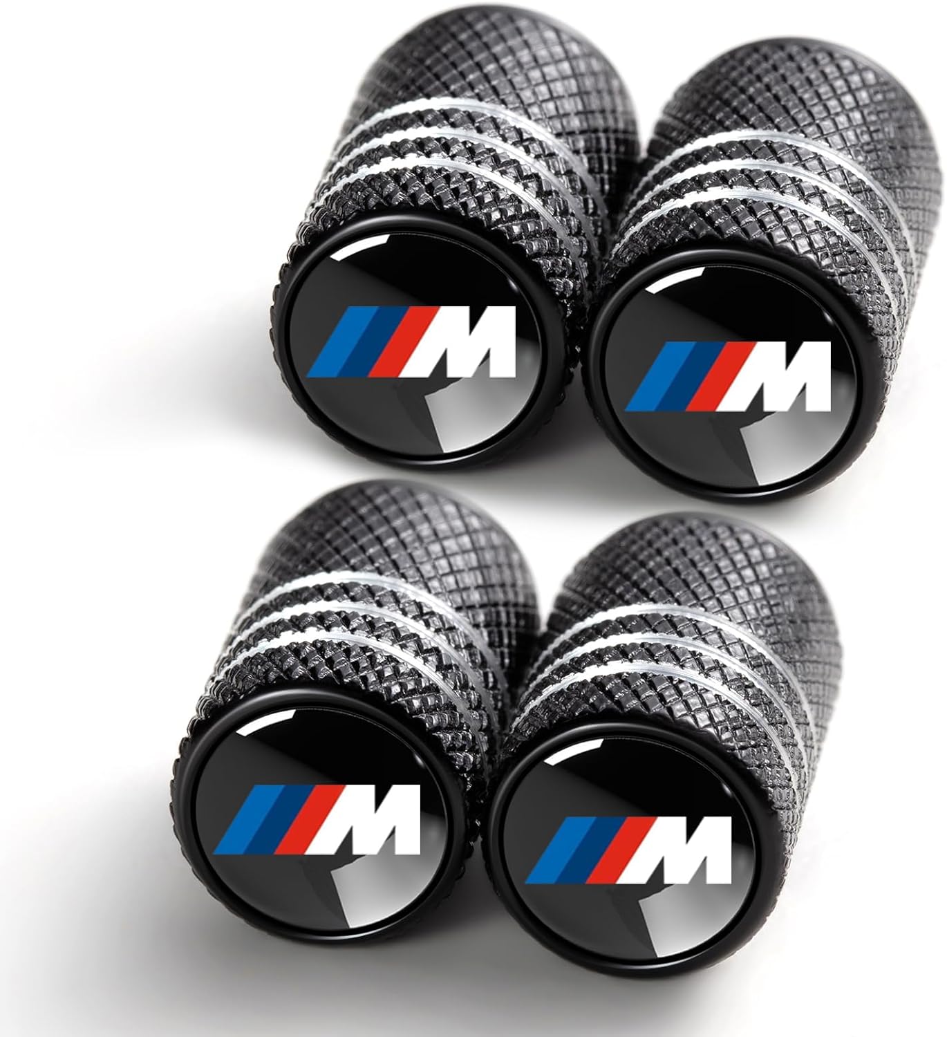 Tire Valve Stem Caps for BMW M M1 M2 M3 Series Metal Car Wheel Air caps Auto Valve Stem Caps Accessories 4 Pcs Black