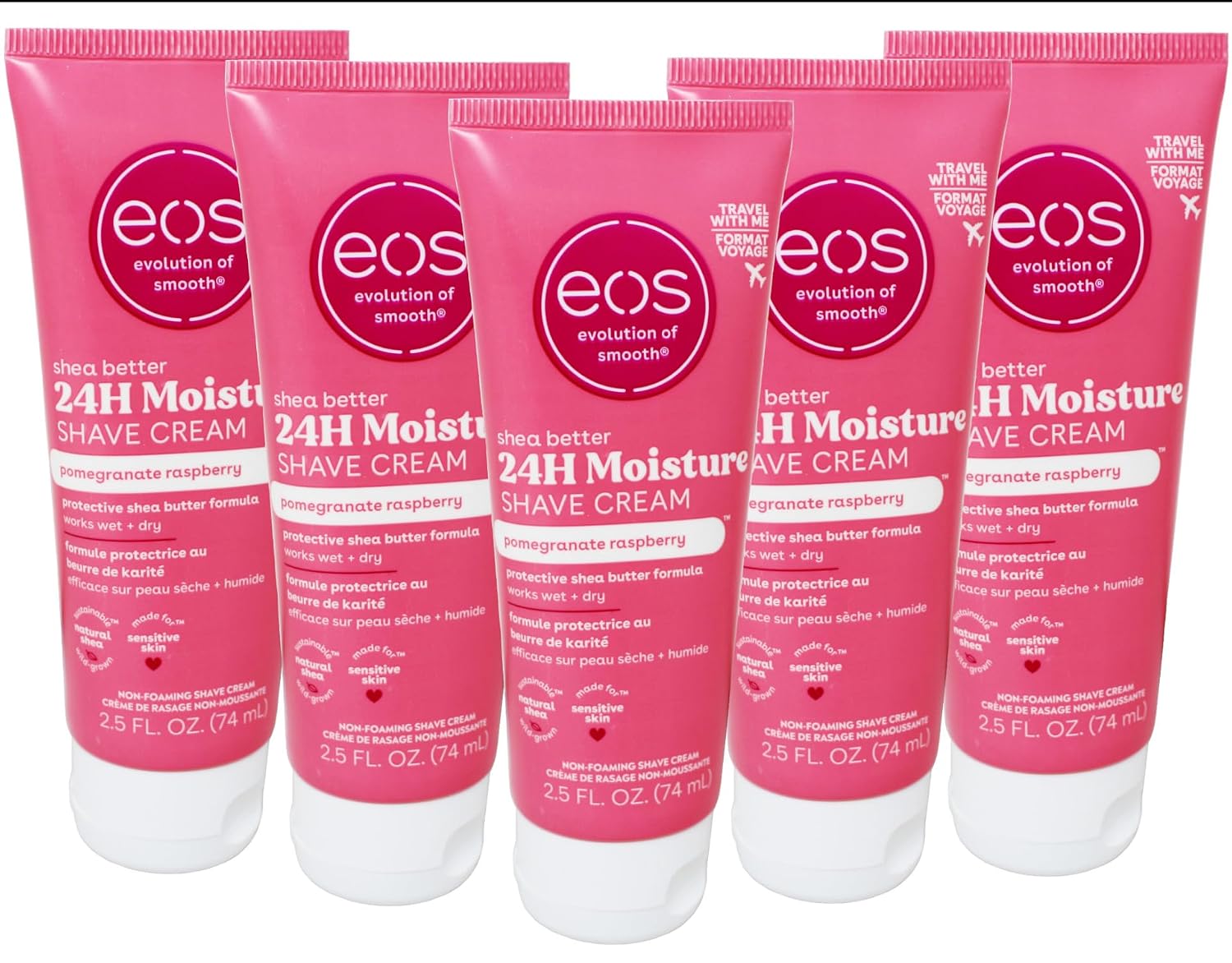 eos Shave Cream Pomegranate Raspberry, 2.5 Ounces Each (Value Pack of 5)