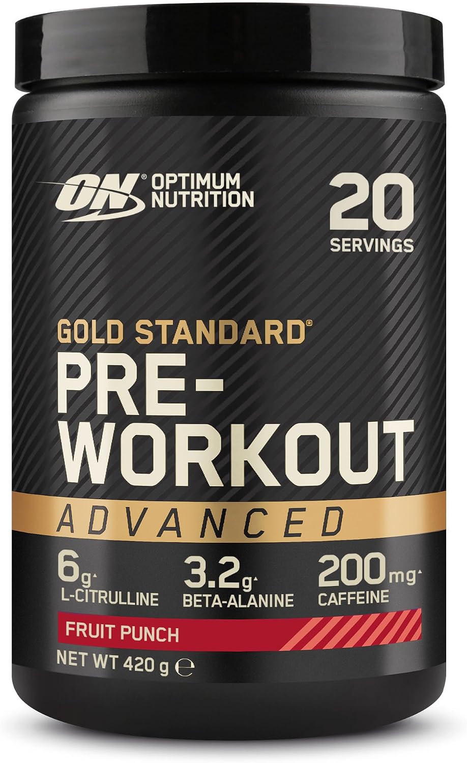 Optimum Nutrition ON Gold Standard Pre-Workout Advanced with l-Citrulline, Beta-Alanine and Caffeine, Fruit Punch, 20 Servings, 420 g
