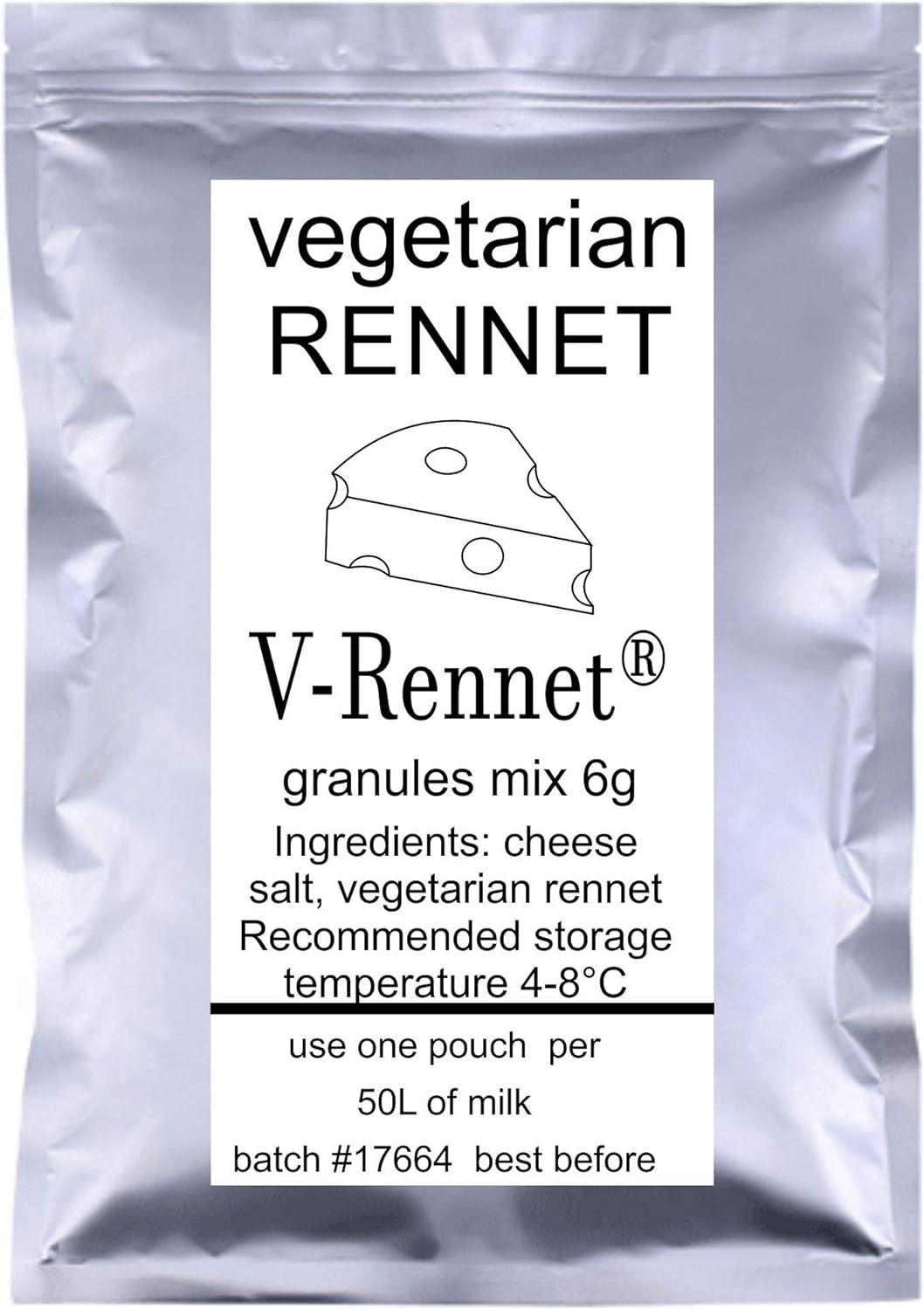 5 X V-Rennet Granules 6g Pouch Vegetarian Rennet & Cheese Salt Mix