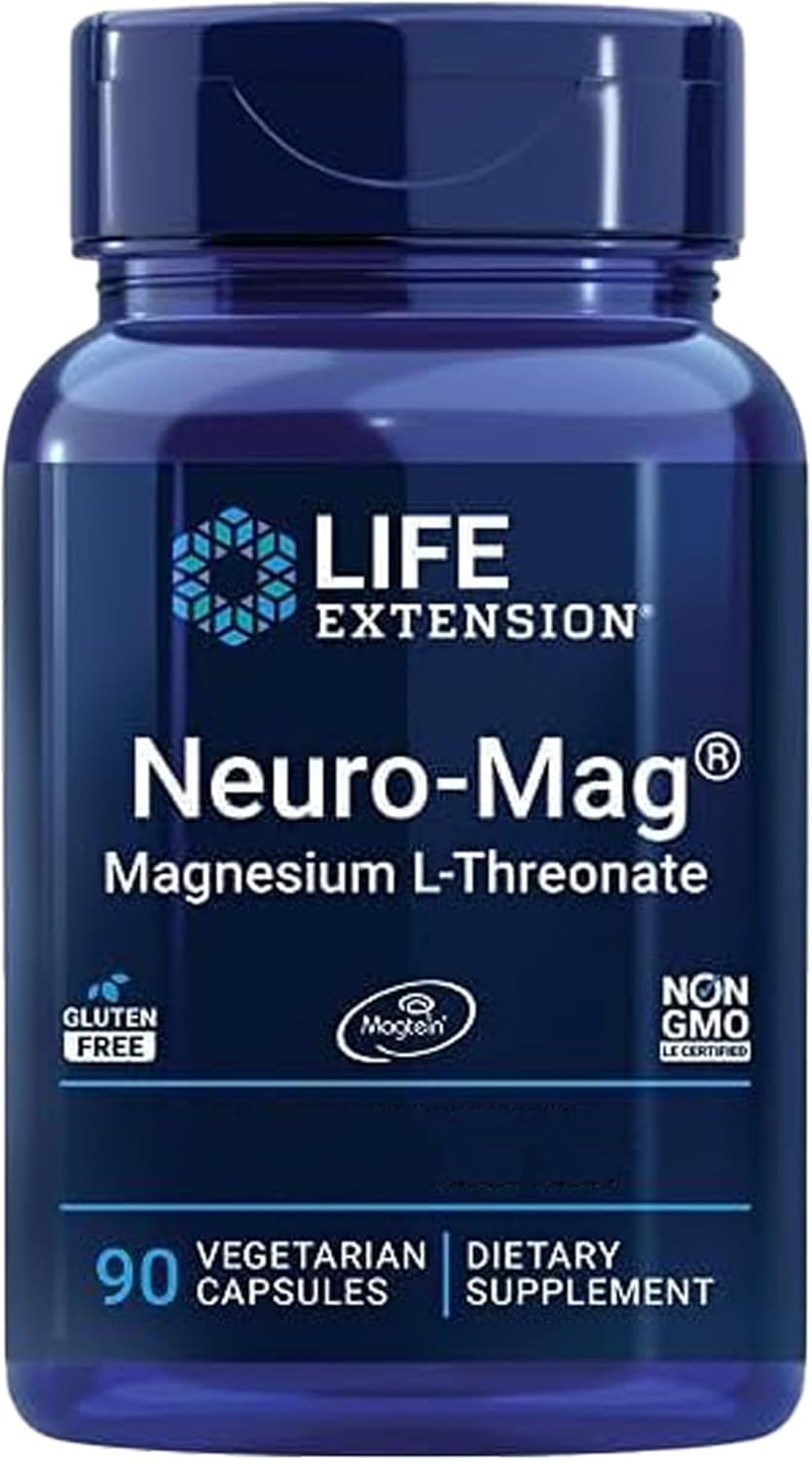 Life Extension, Neuro-Mag, Magnesium-L-Threonate, Minerals, Muscle Cramps, 90 Capsules, Nutritional Supplement, Vegan, Gluten Free, Soy Free