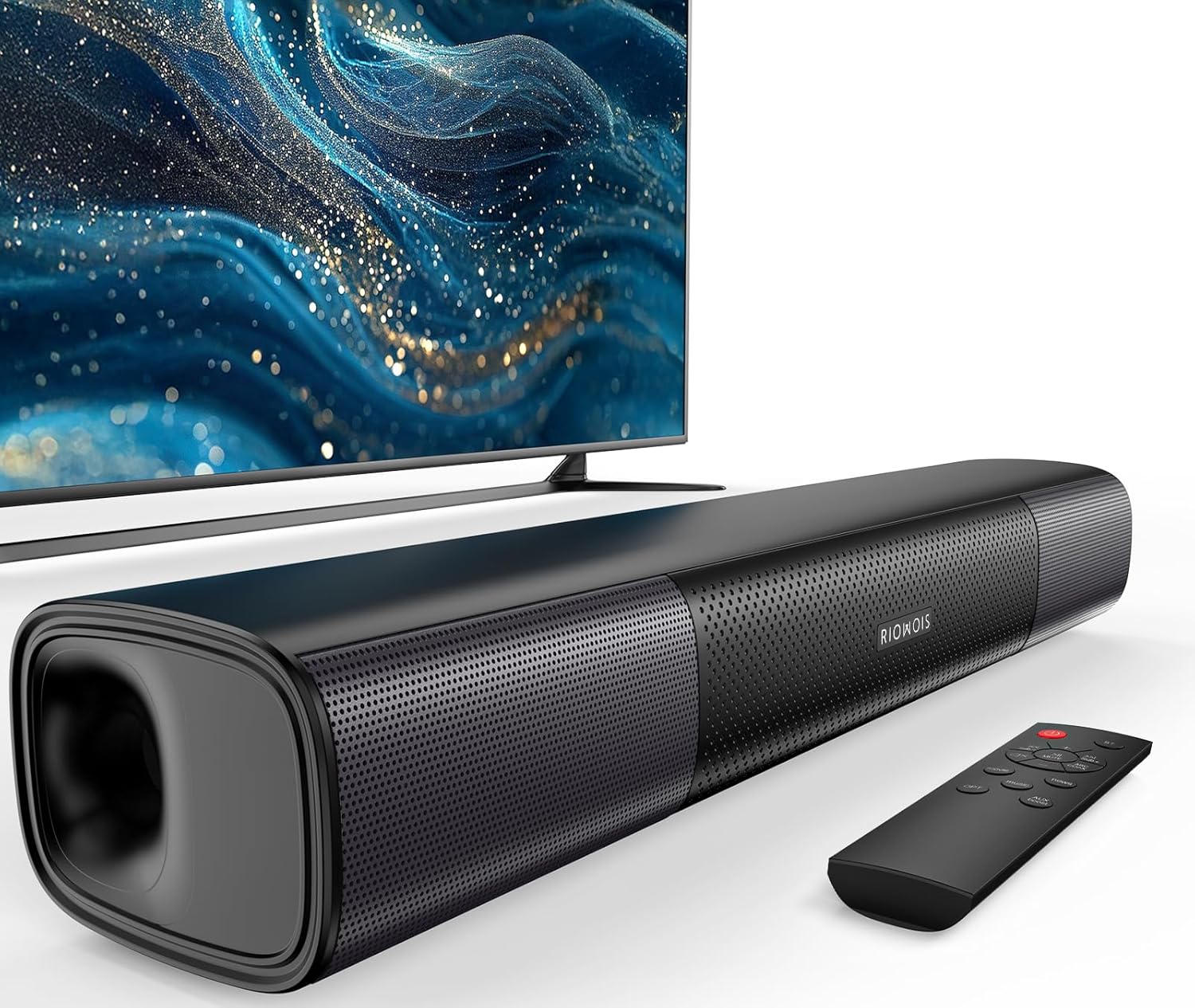 Sound Bar for Smart TV, Bass Boost and Crisp Vocals,Bluetooth Soundbar for TV/PC/Gaming/Projectors,Optical/AUX/Wall Mount,17inch