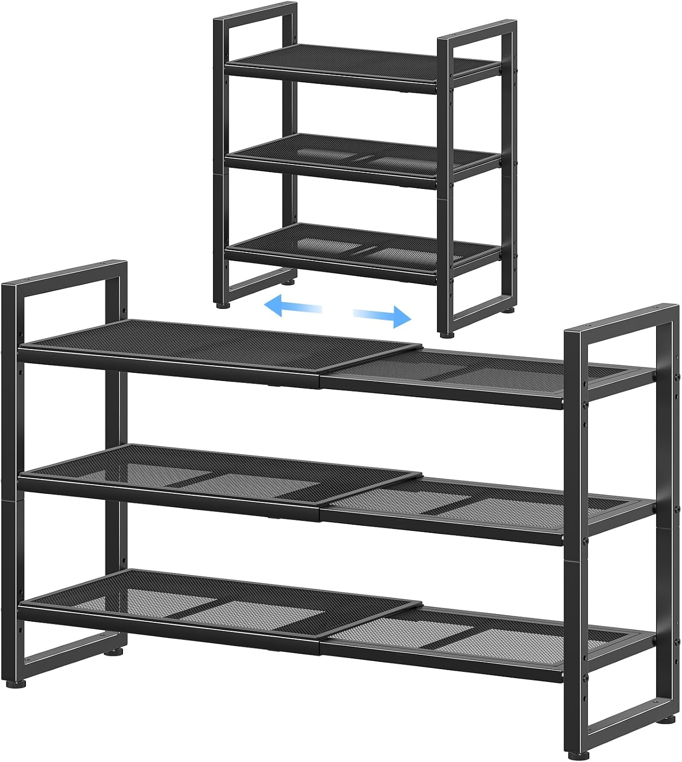 Simple Trending 3-Tier Expandable Shoe Rack, Black