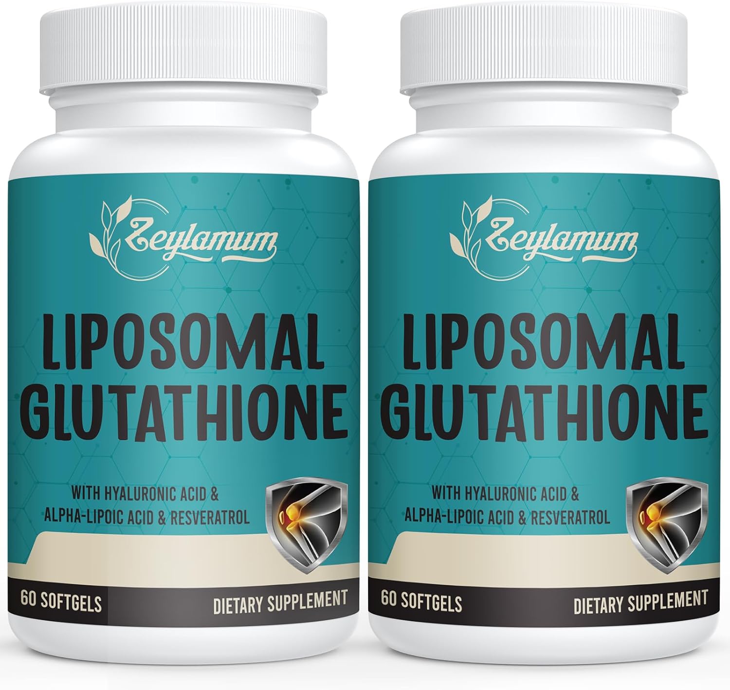 2400 MG Liposomal Glutathione Softgels, Max Absorption, Active Form L-Glutathione Reduced (GSH), with Hyaluronic Acid, Resveratrol, Master Antioxidants for Detox, Brain, Immune System, 120 Softgels