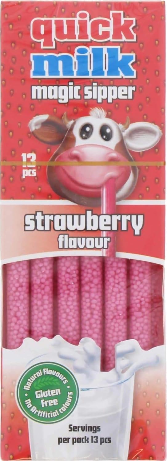 QUICK MILK Magical Sipper 13 Straws - (Strawberry Flavour)