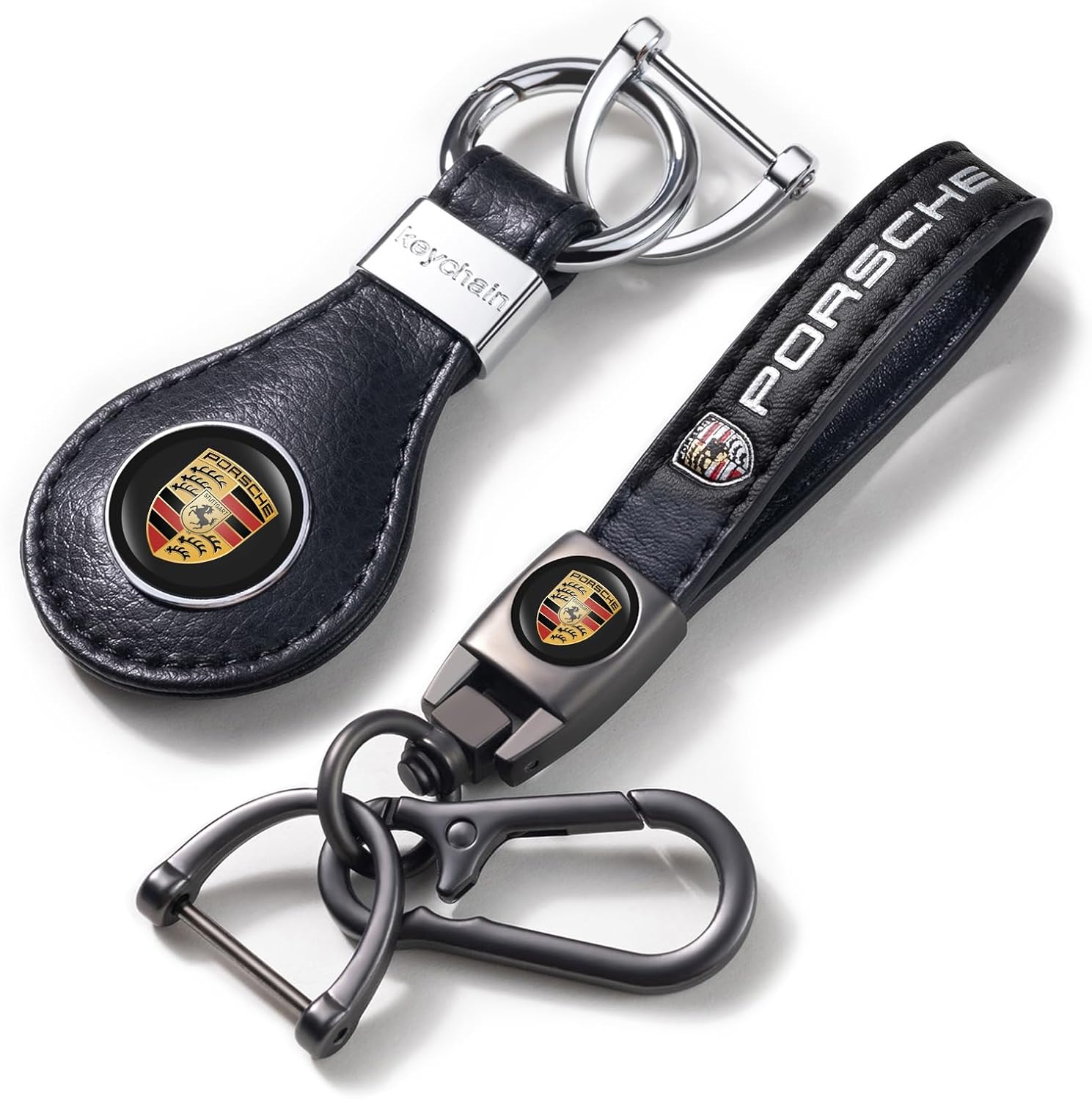 meisuH 2 Packs Car Keychain Keyring for,Leather Car Keychain,Women/Men's Key Chains for Vehicles,Auto Keyring Lanyard for Key Fob Holder