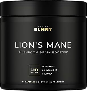 20,000mg 16x Strength Lions Mane Supplement Capsules Super Nootropic w. Ashwagandha & Rhodiola - Highest Potency Lion's Mane Mushroom Extract 50% Polysaccharides - Brain Supplement for Memory & Focus