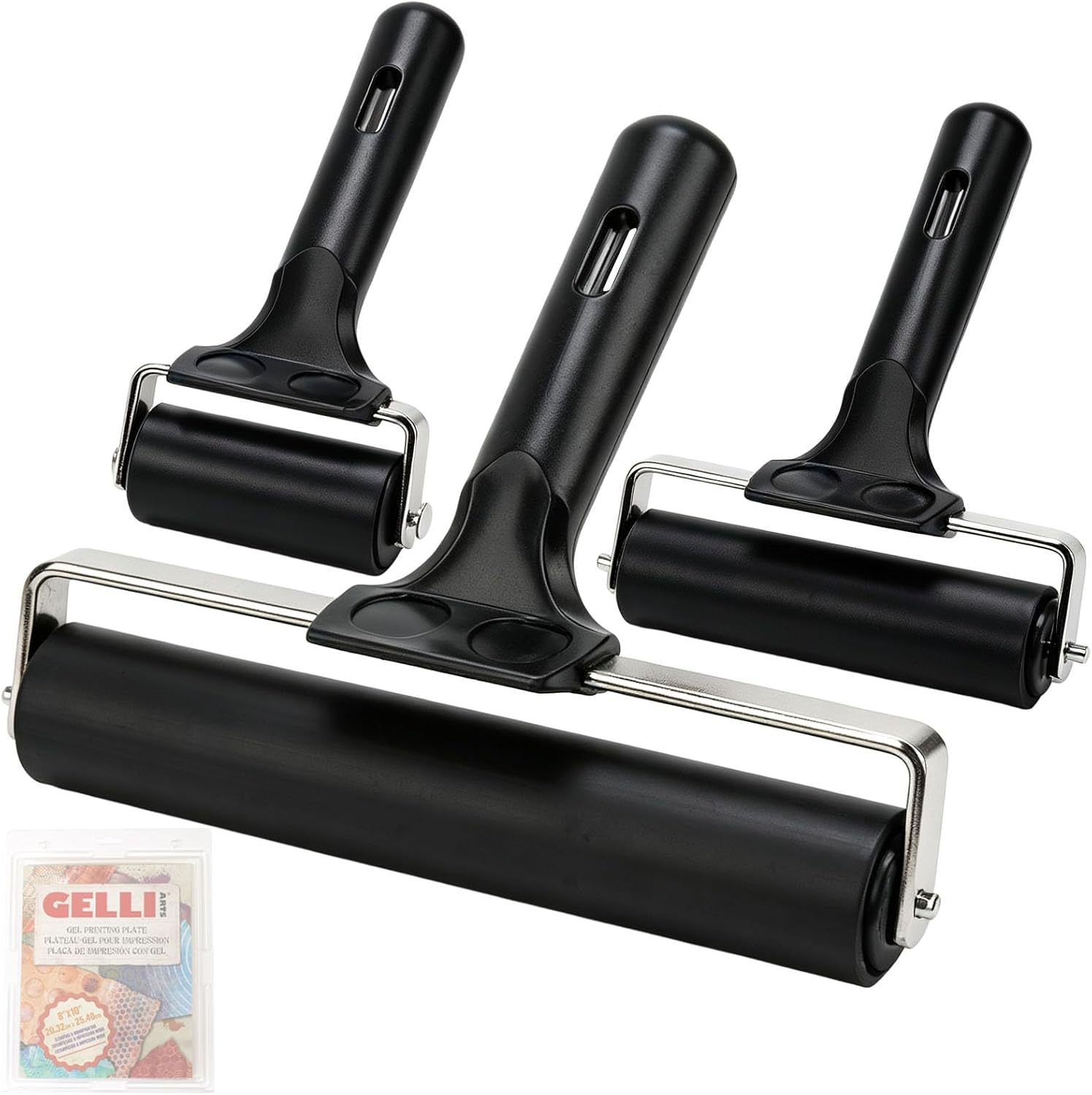 Brayer for Gelli Plate, 3 Pack Rubber Ink Rollers for Printmaking