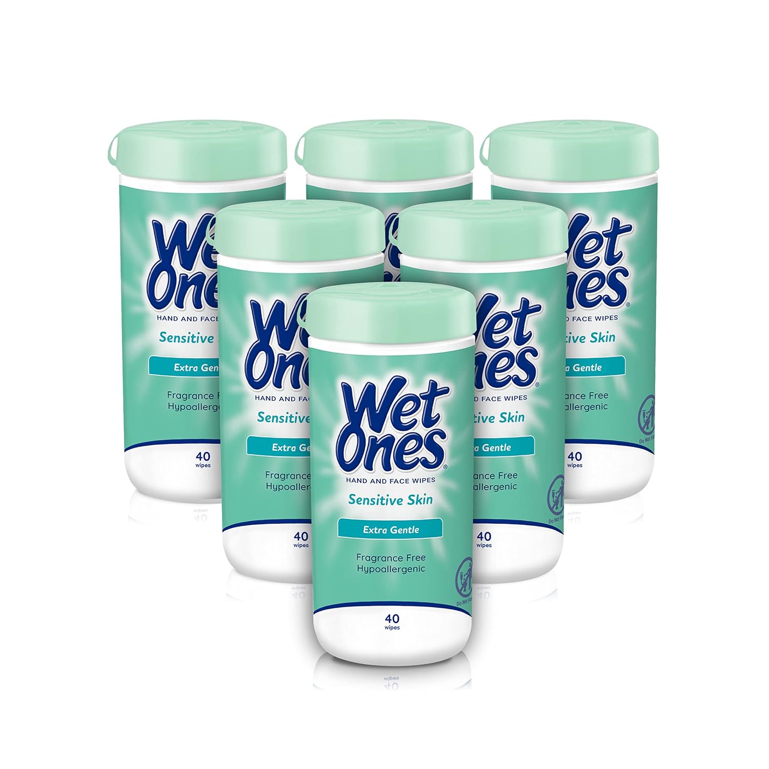 Wet Ones Hand and Face Wipes, Sensitive Skin Wipes | Unscented Wipes, Hand and Face Wipes Sensitive Skin, Wet Ones Sensitive Skin Wipes, 40 ct. Canister (6 pack)