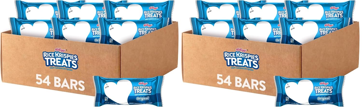 Rice Krispies Treats Crispy Marshmallow Squares, Kids Snack Box, Cereal Bars, Original (Pack of 108)