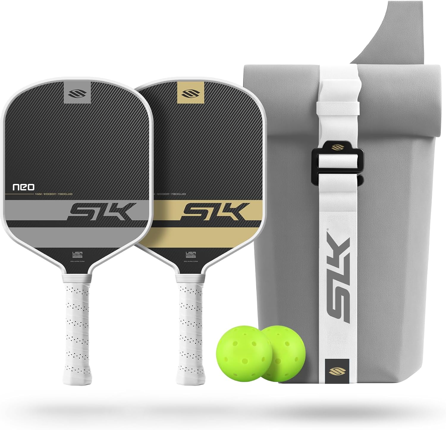 Selkirk Sport SLK Neo Pickleball Paddles Set of 2 + Pickleballs + Sling Bag | Pickle Ball Rackets 2 Pack in Graphite or Fiberglass, with an Expanded Sweet Spot