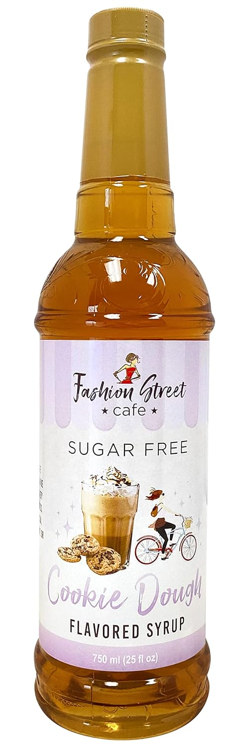 Fashion Street Cafe Sugar Free Cookie Dough Coffee Syrup - Zero Sugar Syrup for Drinks, 25 fl oz