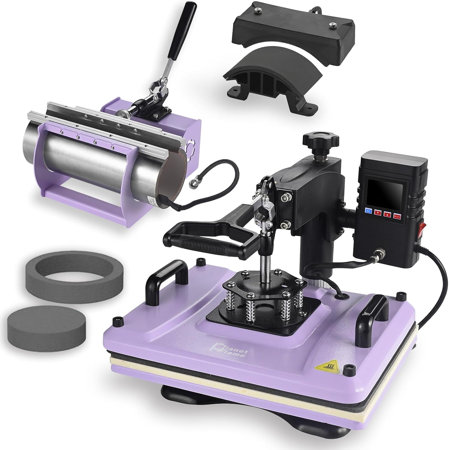 Heat Press Machine 12x15 Inch, 360° Swing Away 5 in 1 Heat Transfer Machine, Multifunctional Heat Transfer Press Machine with 30OZ Tumbler Attachment for Hat/Plate/T-Shirt/Mug, Purple