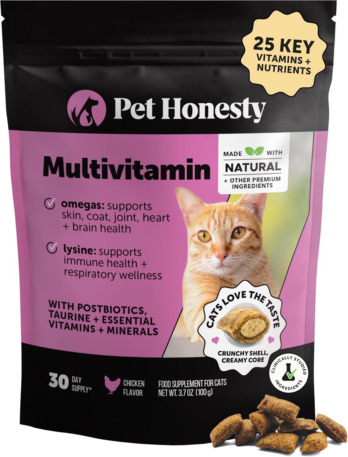 Pet Honesty Vet Backed Cat Multivitamin, Chicken, 30-Day Supply