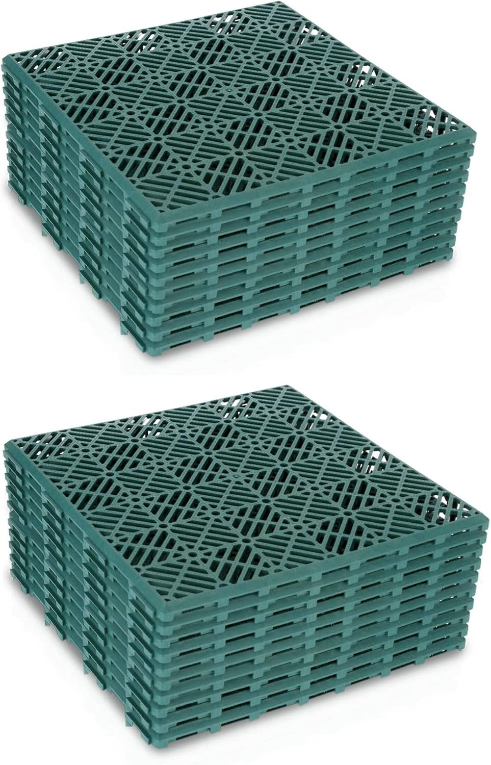 ADEPTNA Interlocking Easy Click Plastic Garden Deck Tiles Nonslip Path Floor Lawn Paving Patio – Durable non-slip Design (20 PACK GREEN)