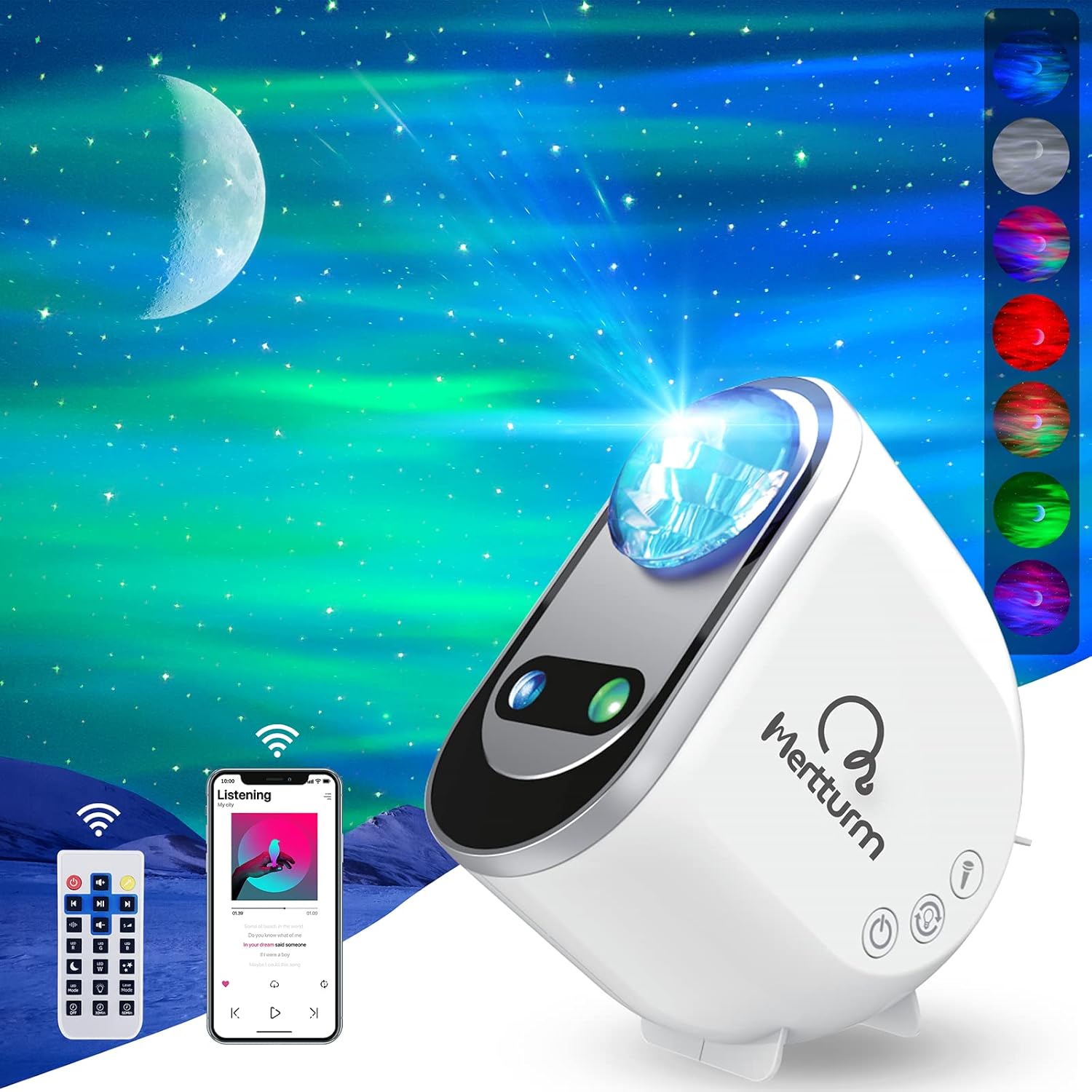 MERTTURM Galaxy Aurora Projector, 3 in 1 LED Northern Lights Star Projector, 6 White Noise Starry Moon Light with Bluetooth Speaker for Adult Kids Gift, Bedroom, Room Decor