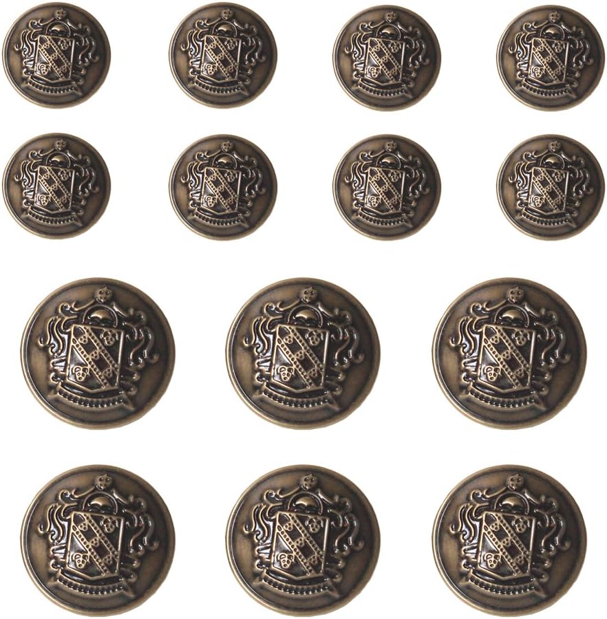 YaHoGa 14 PCS Antique Brass Blazer Buttons for Sewing 20mm & 15mm JS310
