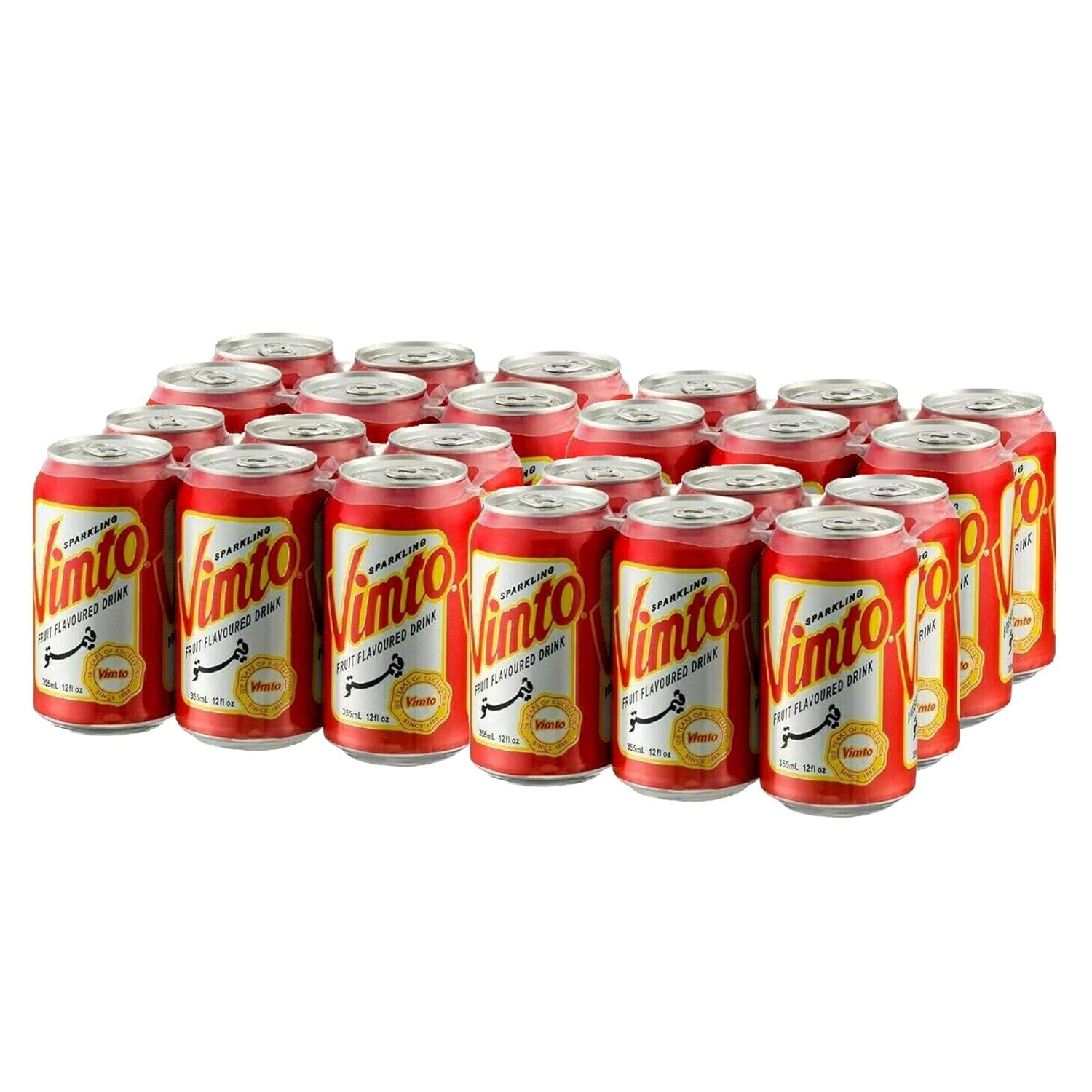 Vimto Sparkling Fizzy Fruit Flavored Soda | Original Middle Eastern/UK Red Can | Refreshing | Black Cherry, Raspberry, Black Currant | Original Saudi Formula | Perfect for Ramadan, Iftar, Parties, and Everyday Enjoyment | 12 fl oz (Pack of 24)