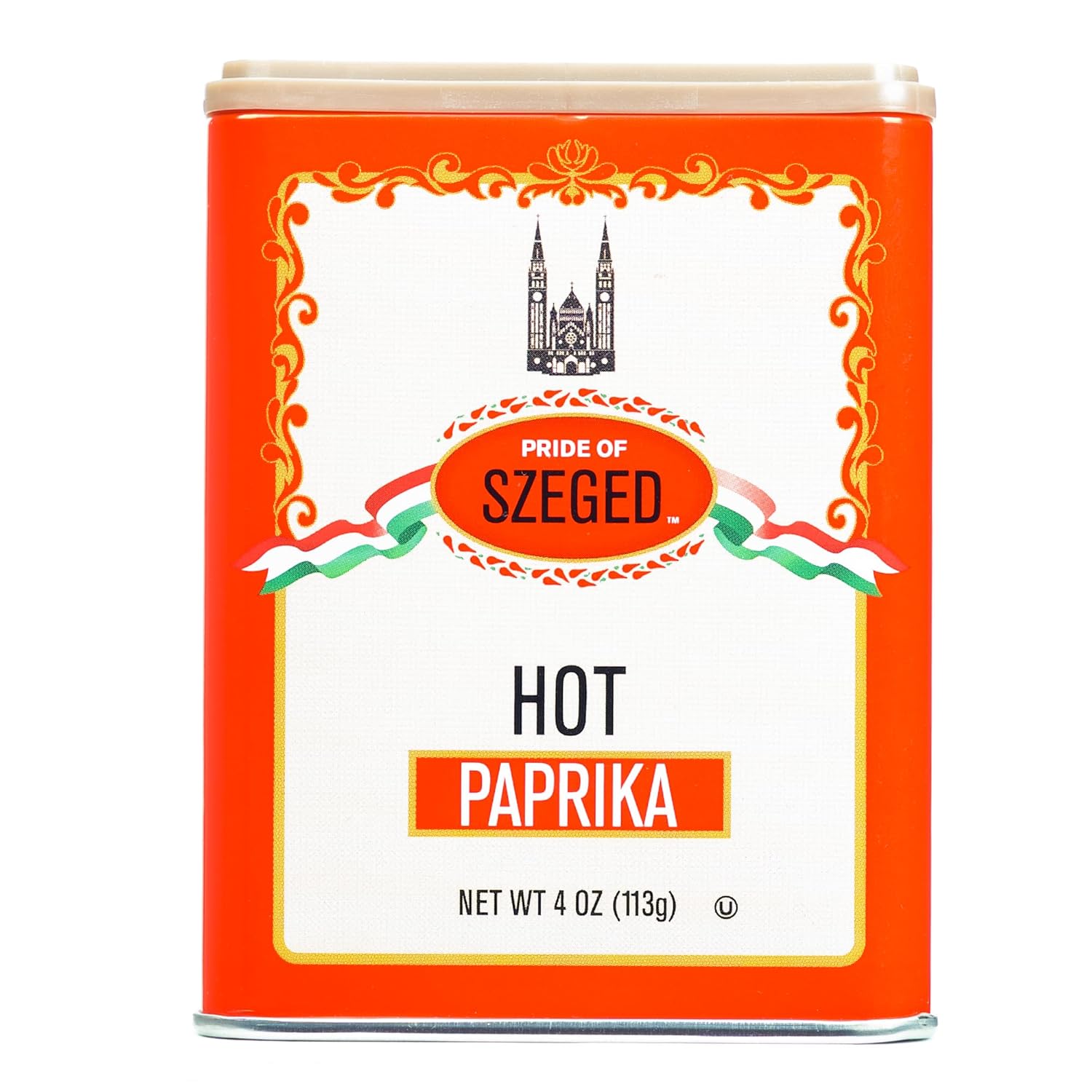 Pride of Szeged Hot Paprika Powder, Bright Red, 4 oz. Tin, 1-Count