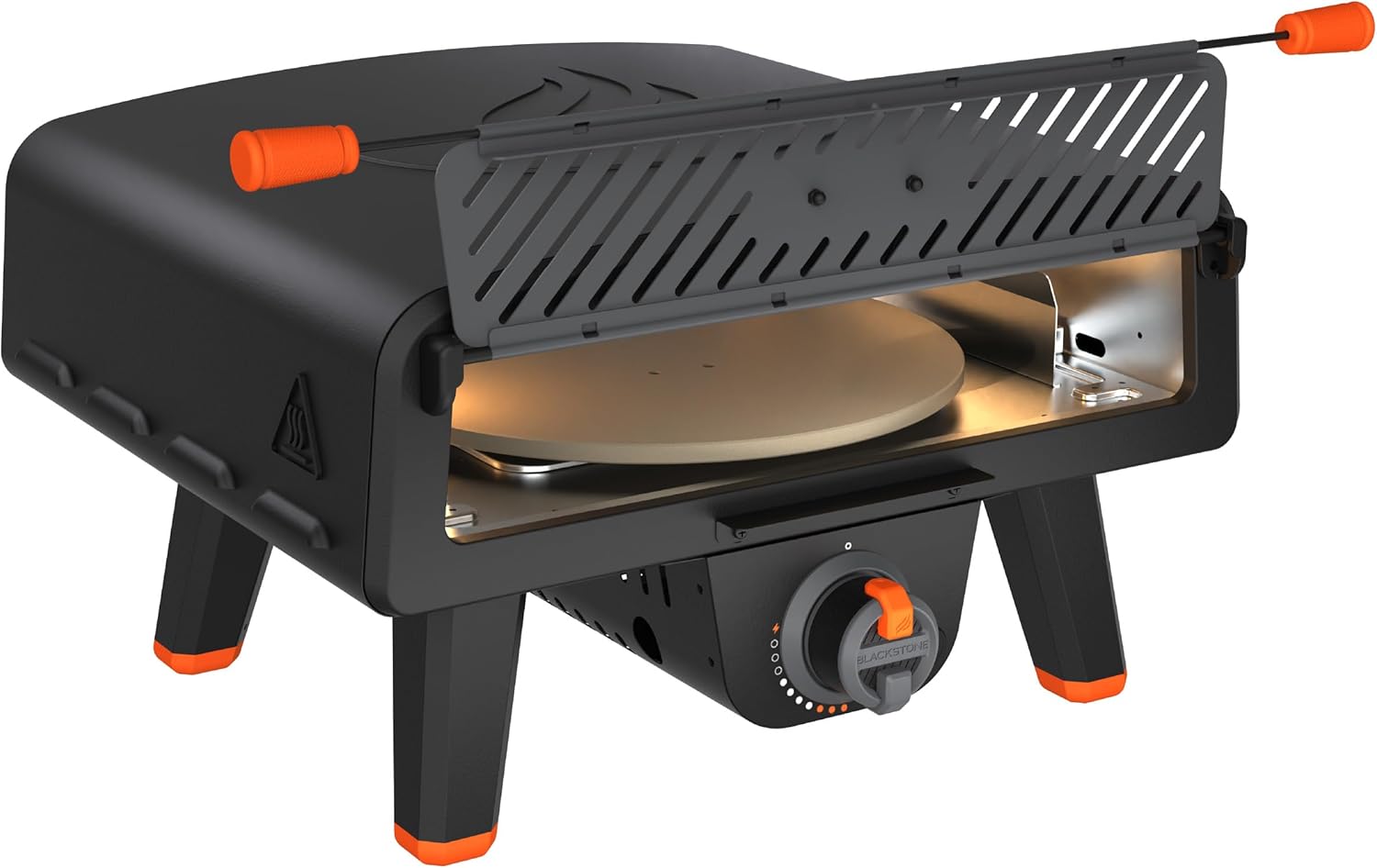 Blackstone 2404 Leggero Pro Portable Pizza Oven with 13" Rotating Cordierite Pizza Stone, Steel, Black