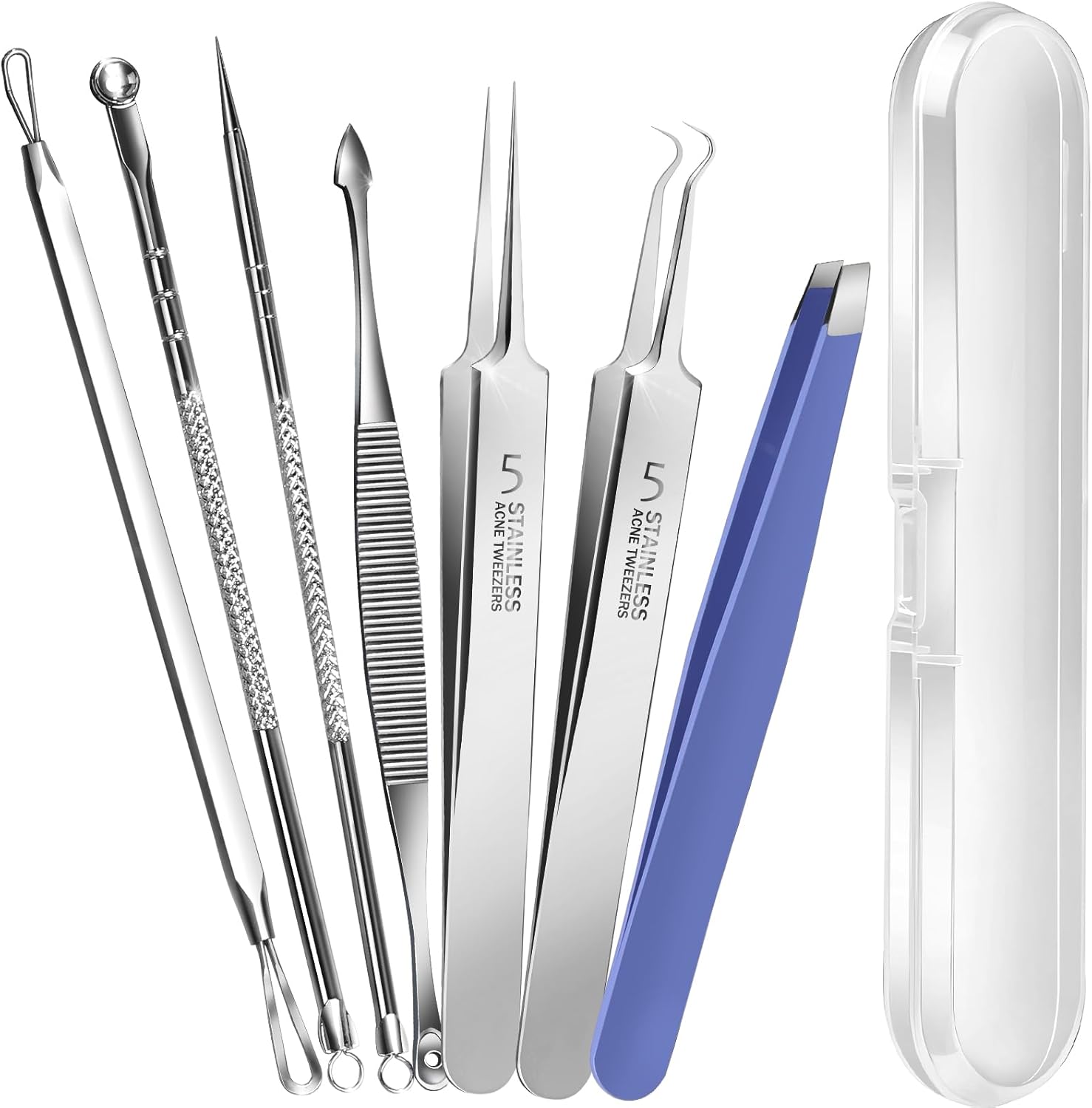 Teenitor Blackhead Remover Tools, Pimple Popper Tool Kit, Ingrown Hair Tweezers, Blackhead Extractor Pimple Extractor Ingrown Hair Removal Kit, Black Head Remover for Face
