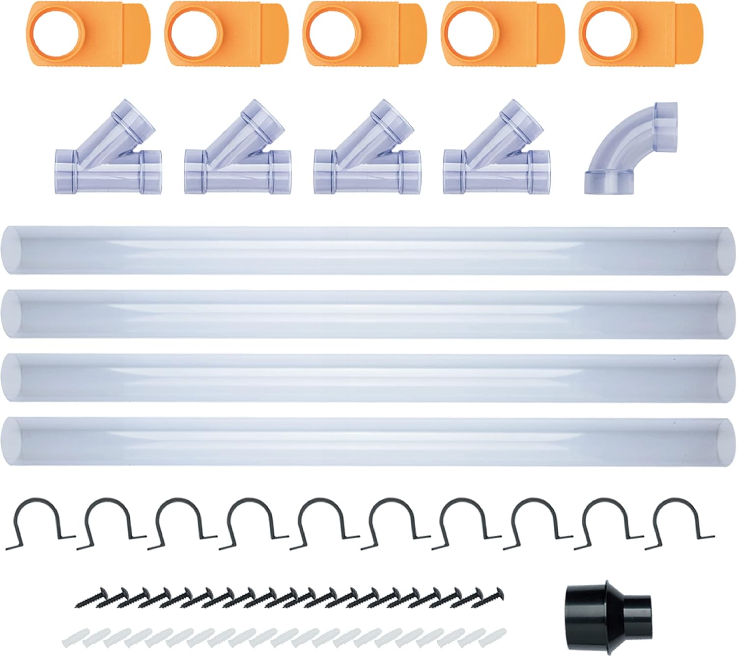 POWERTEC 70304 2-1/2” Dust Collection Fittings Network w/Reducer, Blast Gates, Pipes, 90-Degree Elbow Connector, Y-fittings, Mounting Brackets