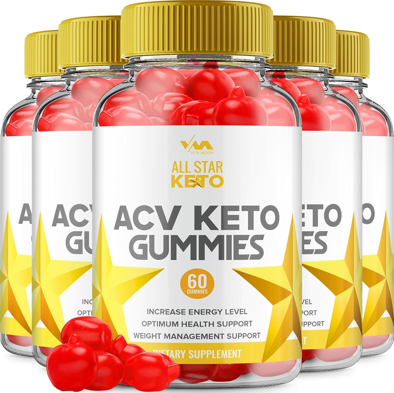 (5 Pack) All Star Keto ACV Gummies - Allstar Keto ACV Gummys Advanced Formula, Reviews, 300 Gummies