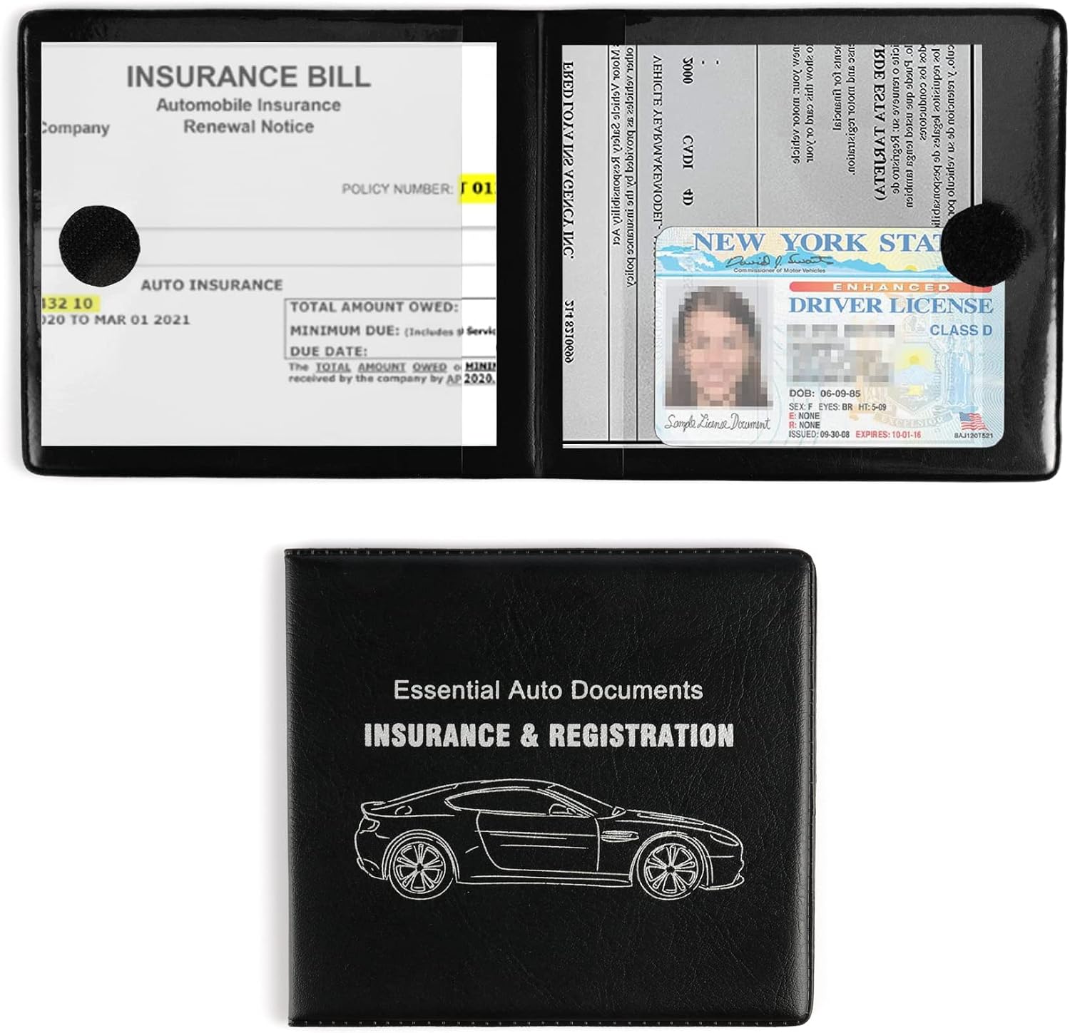 UYYE Auto Essential, Registration and Insurance Holder2-Pack, Interior Accessories for Car,Truck,SUV and Other Vehicle,Case Wallet for Documents Organizer(Black)