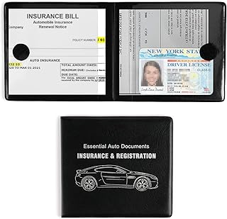 UYYE Auto Essential, Registration and Insurance Holder2-Pack, Interior Accessories for Car,Truck,SUV and Other Vehicle,Case Wallet for Documents Organizer(Black)