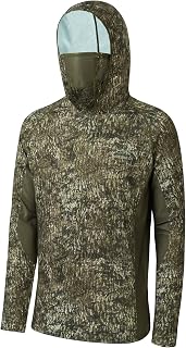 BASSDASH UPF 50+ Men’s Hunting Shirts with Mask Long Sleeve Camo Fishing Hoodie
