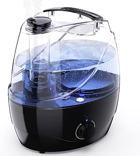 Black Cool Mist Humidifiers for Bedroom - 2.18L Water Tank, Baby, Office, Quiet Ultrasonic Air Vaporizer, Adjustable Mist Level, 360 Nozzle Rotation, Auto-Shut Off, Easy Fill and Clean