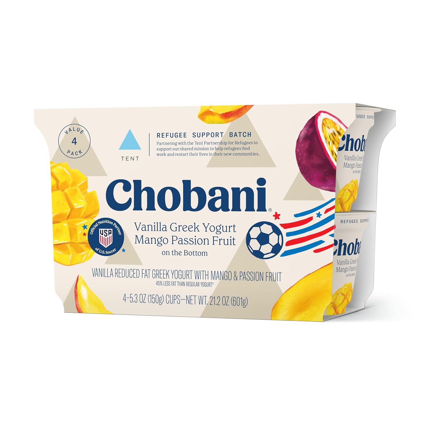 Chobani, Low-Fat Vanilla Greek Yogurt Tropical Fruit, 5.3 Ounce, 4 Pack