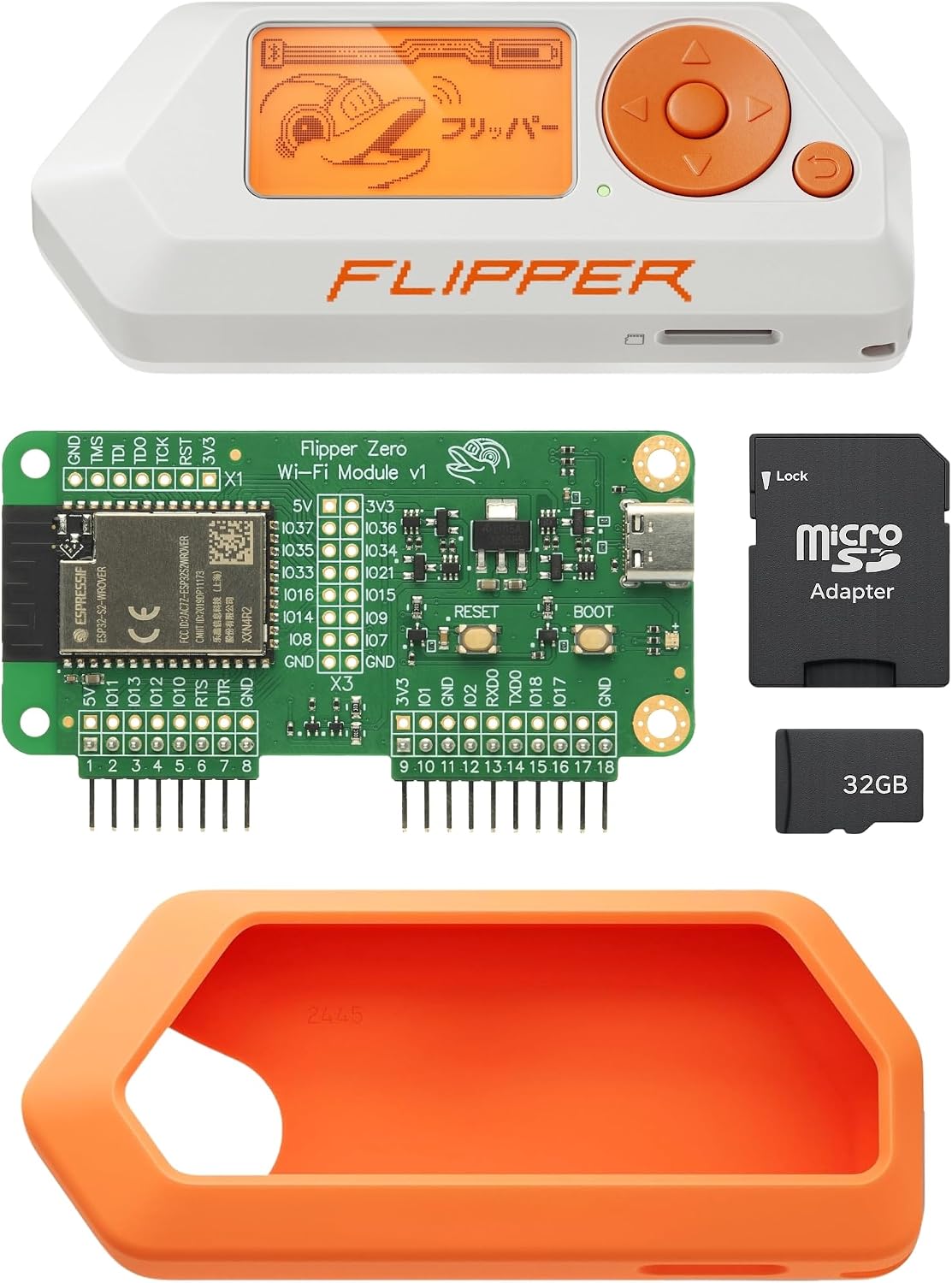 Flipper Zero Complete Kit - Flipper Zero | WiFi Devboard | Silicone Case | 32 GB MicroSD Card | Portable Multifunction Device for Technology Enthusiasts