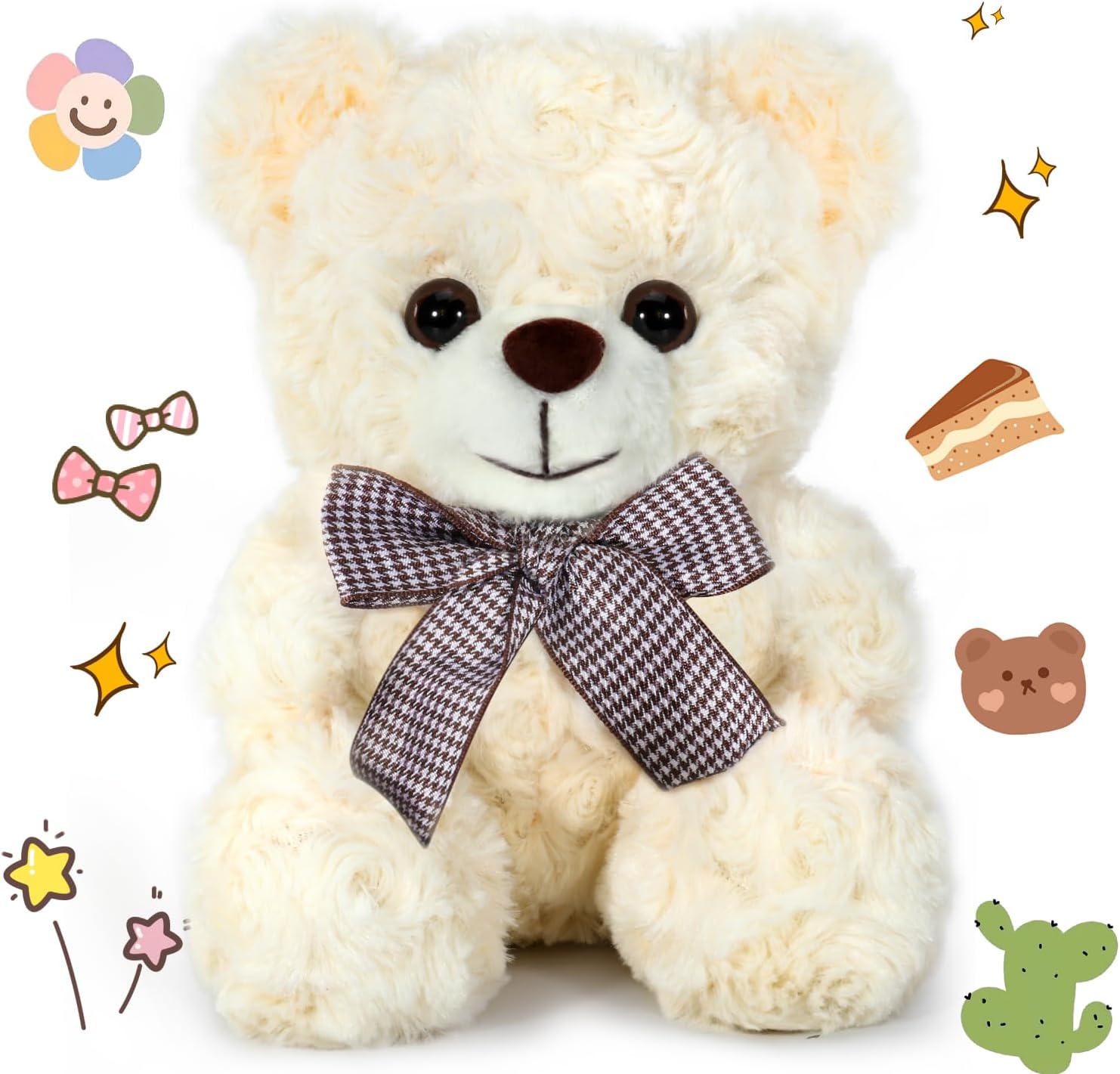Avokadol Small Teddy Bear Stuffed Animal, Cream Bear Plush Toy for Boys Girls Kids 3+, 8″ Soft Bear Gifts for Preschool Toddlers, Teddy Bear Baby Shower Decorations, Birthday Xmas Gift